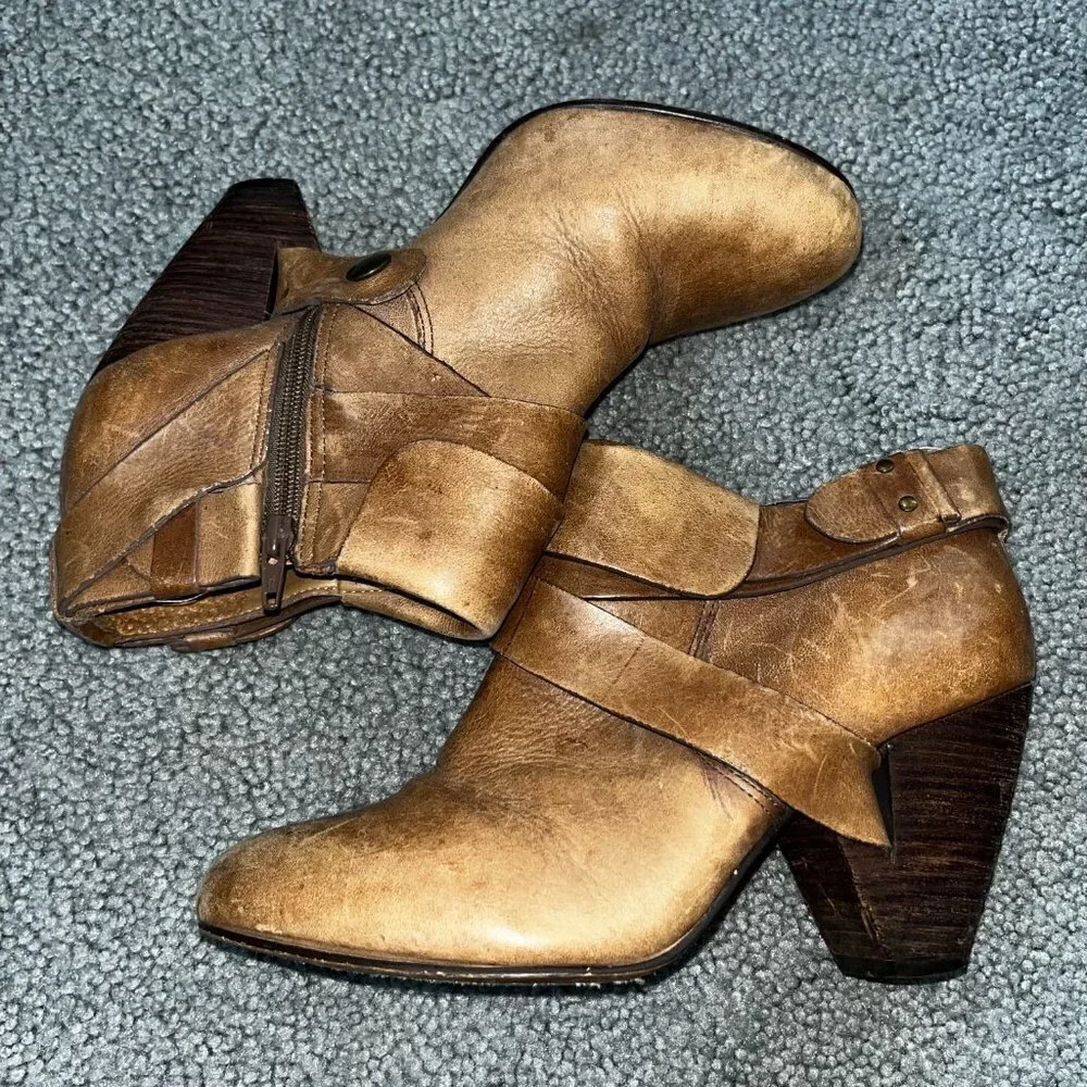 ANTHROPOLOGIE Schuler & Sons Philadelphia Brown Distressed Booties - GUC - 7.5